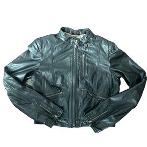 Black Leather Biker Jacket something truly delightful awaits you by DEPT size L-